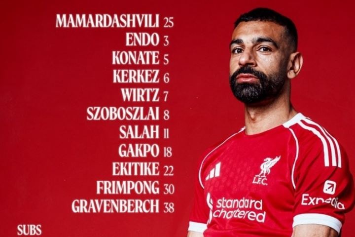 利物浦vs毕巴第二场首发：萨拉赫、维尔茨、埃基蒂克、加克波先发